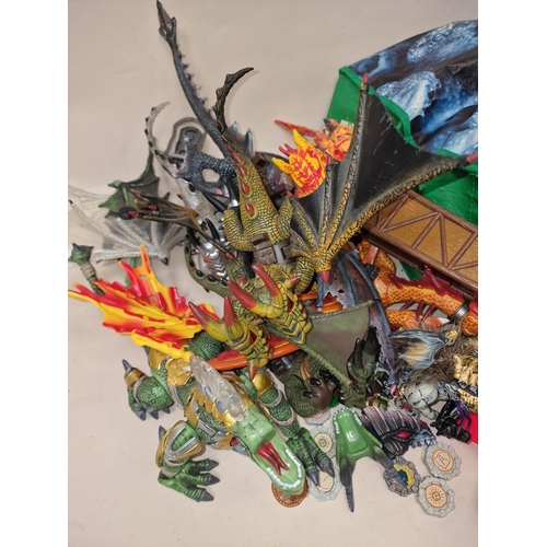 274 - Collection of modern plastic dragons and knights figures.