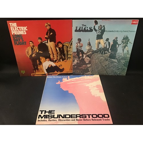 278 - 3 GARAGE RELATED VINYL LP RECORDS. Artist’s here include - The Fugs - The Misunderstood and The Elec... 