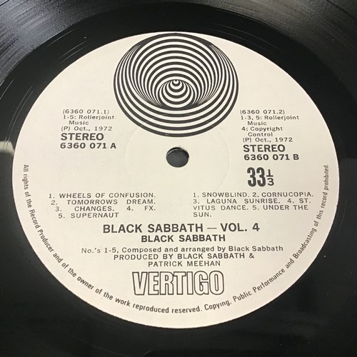 294 - BLACK SABBATH ‘VOL 4’ UK VERTIGO SWIRL LP RECORD. A Vertigo Swirl stereo vinyl Record 6360071 from 1... 