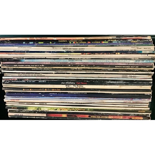 303 - BOX OF VARIOUS ROCK RELATED VINYL LP RECORDS. To include artists - The Beatles - Barclay James Harve... 