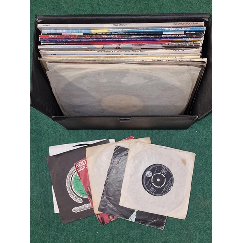 362 - Small carry case of LP records together with some singles.