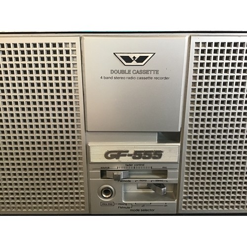 598 - SHARP GHETTO BLASTER. This is model No. GF-555 and has a double cassette deck / Radio which powers u... 