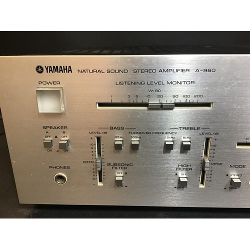 594 - YAMAHA NATURAL SOUND STEREO AMPLIFIER. Model No. A-960 and finished in brush silver. Not tested as v... 