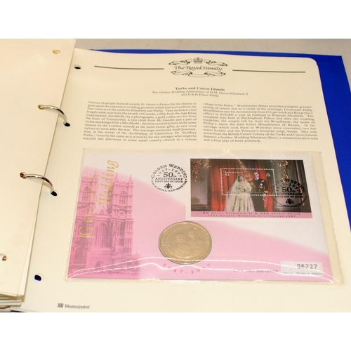 112 - Two albums of First Day Coin Covers from around the world commemorating Royal events. Includes 2002 ... 