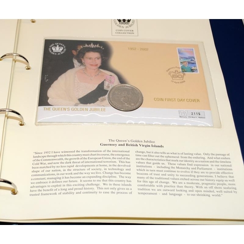 112 - Two albums of First Day Coin Covers from around the world commemorating Royal events. Includes 2002 ... 