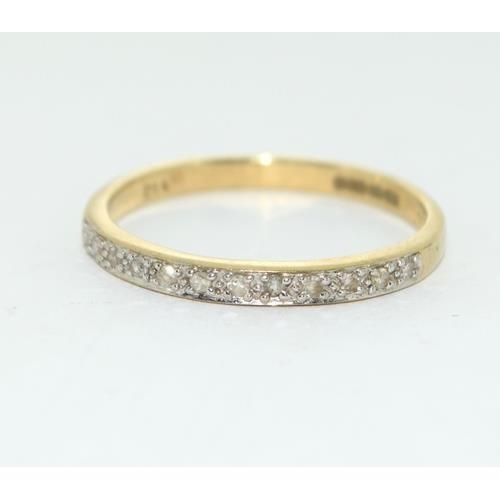 358 - 9ct gold ladies Diamond 1/2 eternity ring size P