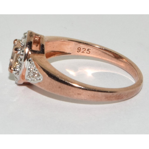 406 - A rose gold on 925 silver ring Size N 1/2.