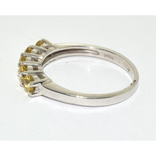 386 - A 925 silver and lemon quartz ring Size U