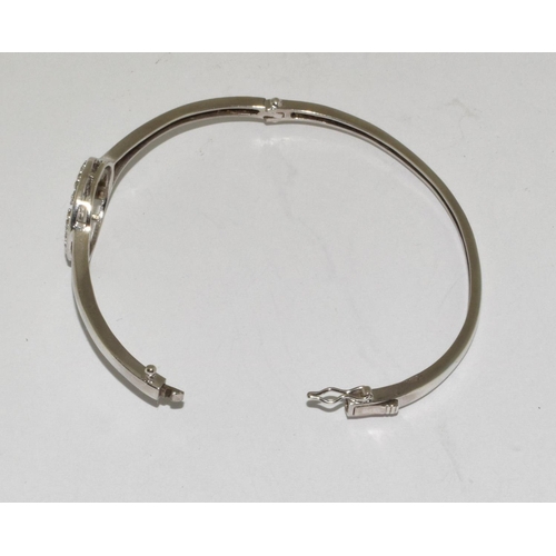 339 - A tree of life CZ 925 silver bangle.