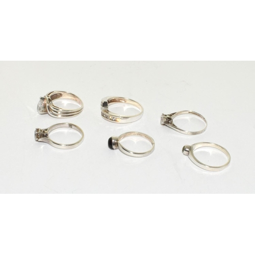 404 - 6 Vintage 925 silver rings.