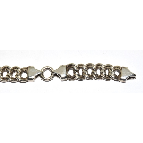 384 - Heavy weight sterling silver double link bracelet.