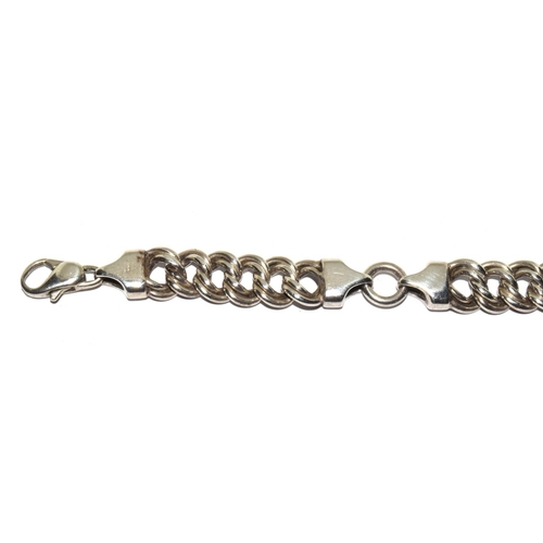 384 - Heavy weight sterling silver double link bracelet.