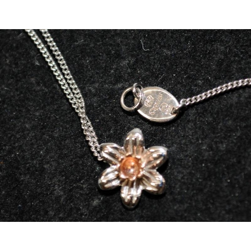 277 - Clagau Welsh gold/silver flower pendant on Clagau chain