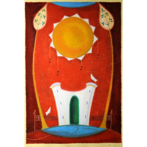 182 - Large Adam Barsby: Numbered and signed limited edition print - Sing to the Sun 102/350. Frame size 6... 