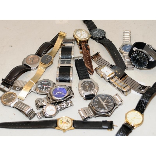 359 - A collection of gents quartz fashion watches. Rotary, Armani, Diesel etc. Some are working and other... 