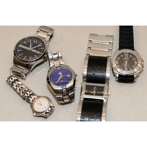 359 - A collection of gents quartz fashion watches. Rotary, Armani, Diesel etc. Some are working and other... 