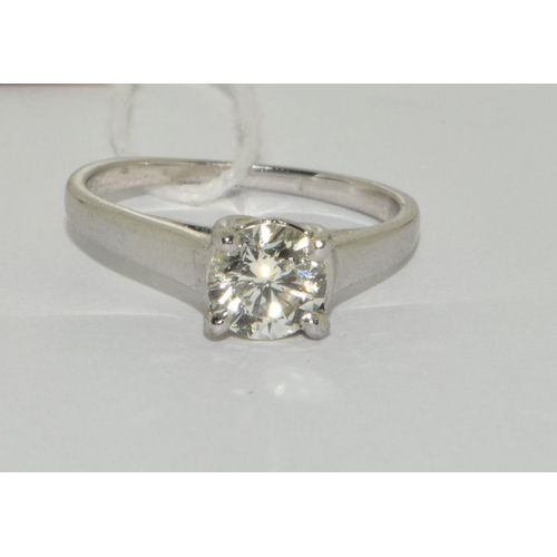 374 - 18ct white gold ladies diamond solitaire ring VS1/VS2 0.69ct size J