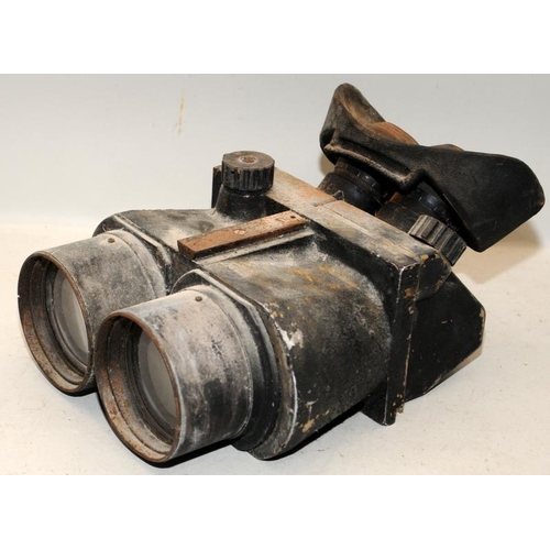 113 - Rare WWII German CXN Busch 10 x 80 Flakfernrohr Flak binoculars c/w original rubber eyecaps. Supplie... 