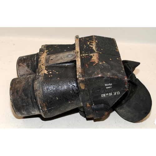 113 - Rare WWII German CXN Busch 10 x 80 Flakfernrohr Flak binoculars c/w original rubber eyecaps. Supplie... 