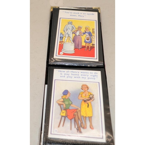 192 - Three albums of vintage postcards to include humorous examples by Donald McGill, Bamforth etc.