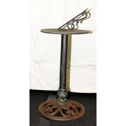 231 - Vintage cast metal garden sun dial. O/all height 81cms