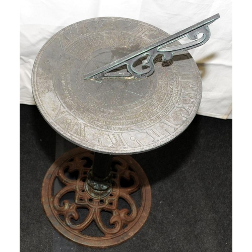 231 - Vintage cast metal garden sun dial. O/all height 81cms