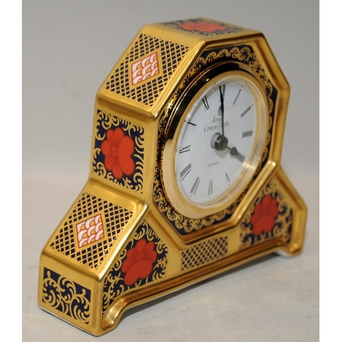 211 - Royal Crown Derby Old Imari desk clock. 11cms tall