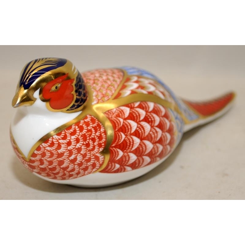 214 - Royal Crown Derbi Imari paperweights in the form of a seal, harvest mouse and Pheasant. No stoppers