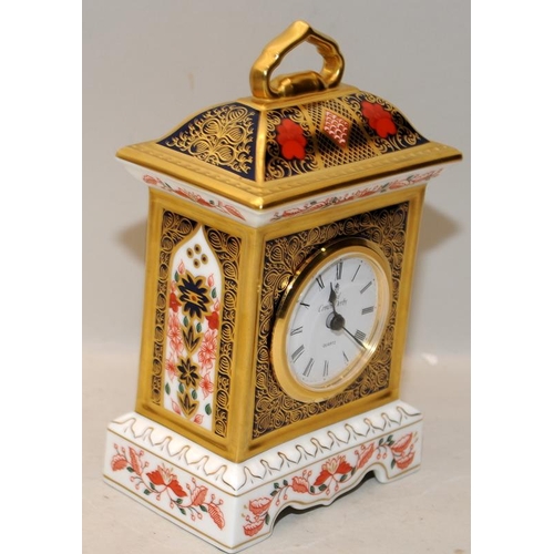 215 - Royal Crown Derby Old Imari mantel clock. 19.5cms tall