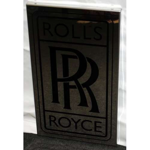 233 - Stainless steel contemporary Rolls Royce advertising sign 27x44cm.