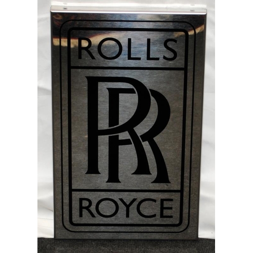 233 - Stainless steel contemporary Rolls Royce advertising sign 27x44cm.