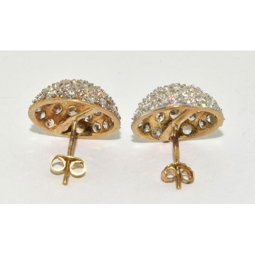 357 - 9ct gold round cluster earrings