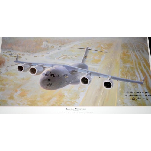 229 - A collection of unframed aircraft prints including limited edition prints signed by the artist and p... 