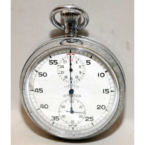 265 - Lemania Nero mechanical stopwatch in good working order c/w further pocket watches requiring attenti... 