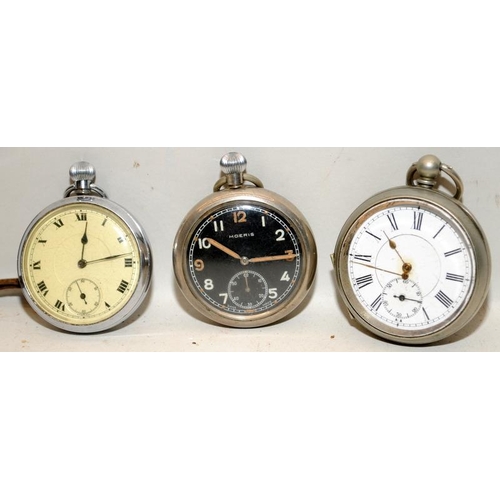 265 - Lemania Nero mechanical stopwatch in good working order c/w further pocket watches requiring attenti... 