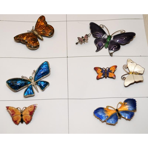 280 - A collection of costume jewellery enamel butterfly brooches