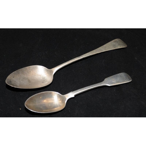 350 - Two London assayed tablespoons. Georgian and Victorian. Hallmarked for 1791 and 1850. 125g.