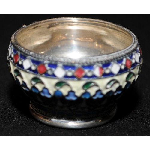 360 - After 1908 Kokoshnik hallmarked Russian 84 silver and cloisonne enamel miniature drinking vessel and... 