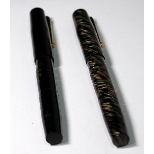 14 - Two Blackbird self filling fountain pens with visible ink level barrels. Both with Mabie Todd Blackb... 