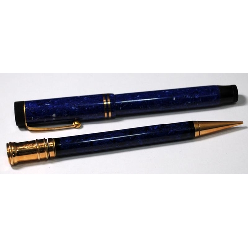 22 - Extremely rare 1927 Parker Duofold Senior fountain pen with lapis lazuli body c/w matching mechanica... 