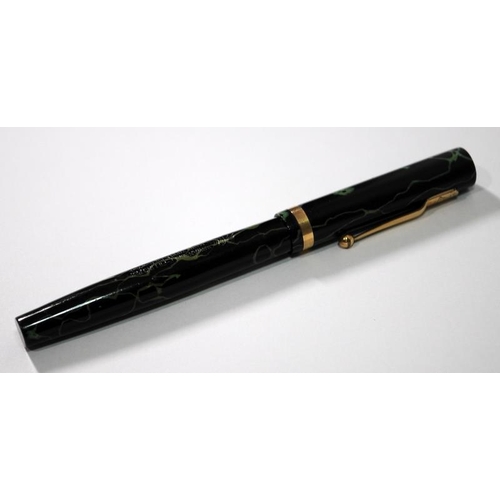 3 - Mabie Todd & Co New York Swan Self Filler fountain pen with #2 14ct nib. Rare colour, black with lig... 