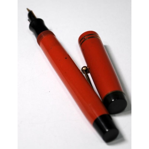 24 - Parker Duofold orange bodied fountain pen. Canada made. 5