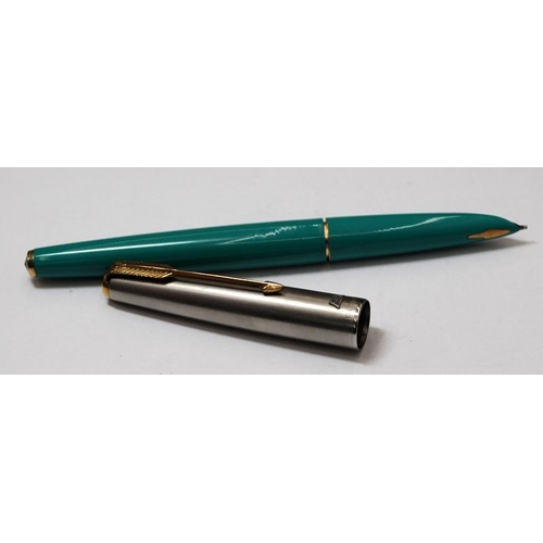 37 - 1st Edition Parker 61 fountain pen, USA only colour Surf Green body and  1st edition plaque on lustr... 