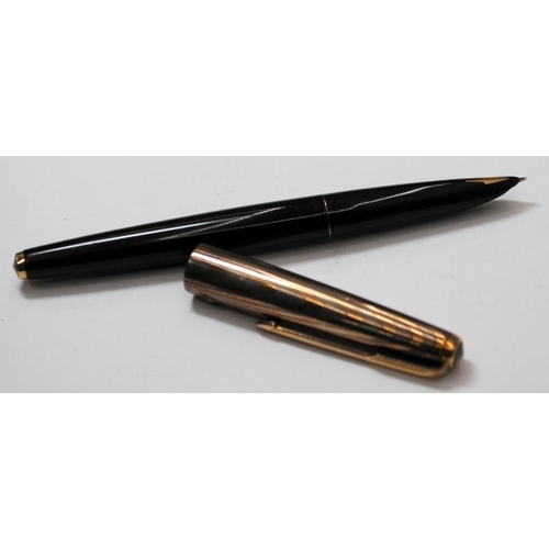 40 - 1st Edition Parker 61 fountain pen. Black body and 1st edition plaque on gold/silver rainbow cap. (R... 