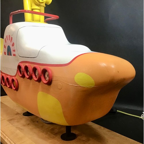 462A - BEATLES ‘YELLOW SUBMARINE’ SCULPTURE IN WOOD AND METAL. The Beatles one off Yellow Submarine carved ... 