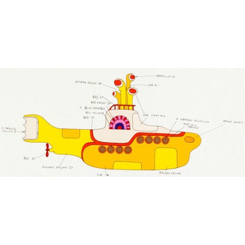 462A - BEATLES ‘YELLOW SUBMARINE’ SCULPTURE IN WOOD AND METAL. The Beatles one off Yellow Submarine carved ... 