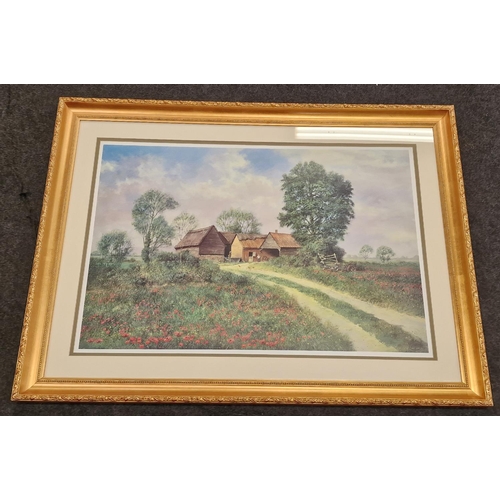 102 - Large contemporary gilt framed and glazed print 