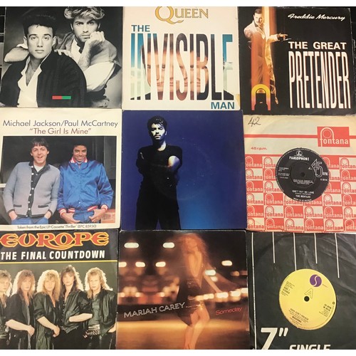 485 - CRATE OF POP HITS 7” VINYL SINGLES. Here we find various genres and decades of various hit singles. ... 