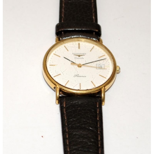 Gents Longines Presence quartz dress watch. 34mm across including 