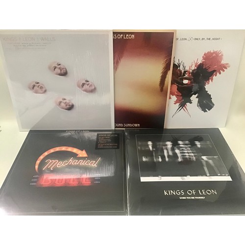 160 - KINGS OF LEON VINYL LP RECORDS X 5. Starting of with 2 factory sealed albums entitled - Mechanical B... 